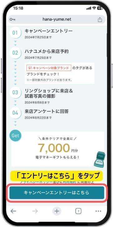 Hanayume campaign entry screen